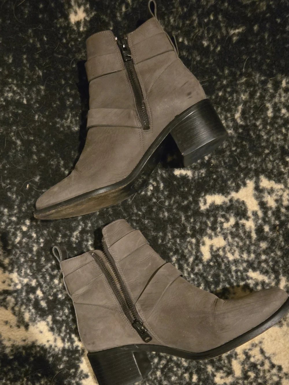 All Saints Women's Gray Buckle Ankle Boot - Stylish Casual Heeled Bootie